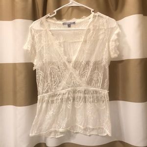 Sheer Lace Peplum Top